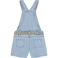 Salopette courte en jean avec ceinture ajourée pour fille