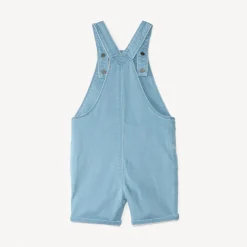 Salopette courte en jean style workwear avec broderie palmier pour bébé garçon