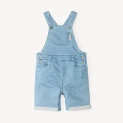 Salopette courte en jean unie pour bébé garçon