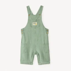 Salopette courte en toile effet rayé pour bébé garçon