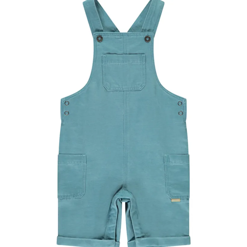 Salopette courte en toile slub uni pour bébé garçon