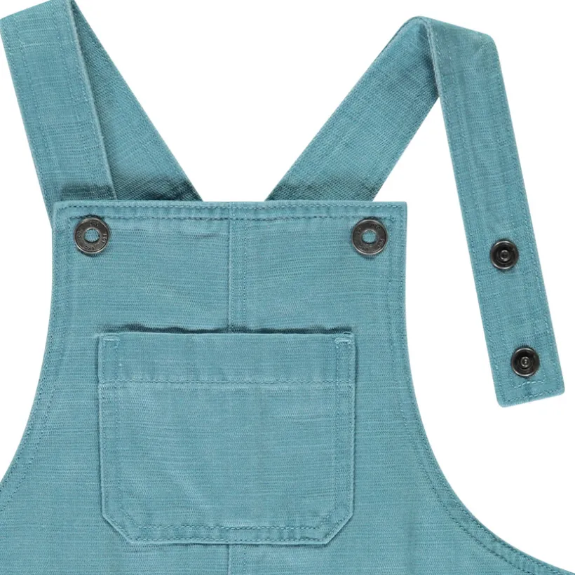 Salopette courte en toile slub uni pour bébé garçon