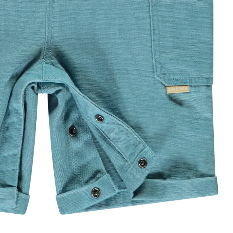 Salopette courte en toile slub uni pour bébé garçon