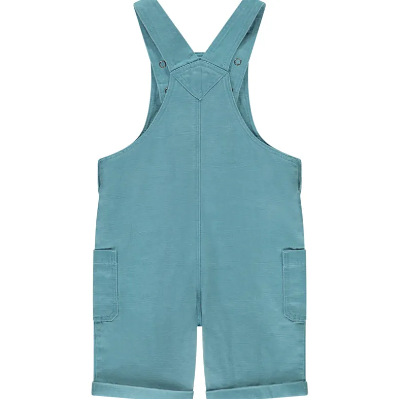 Salopette courte en toile slub uni pour bébé garçon