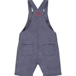 Salopette courte en toile unie avec broderie pour bébé garçon