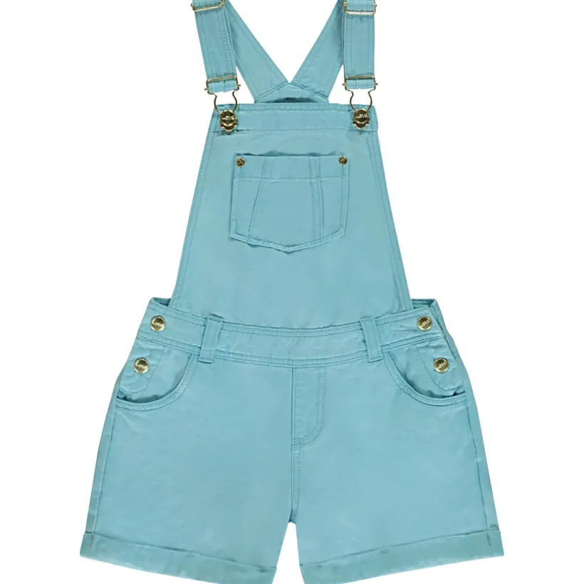 Salopette courte en toile unie pour fille