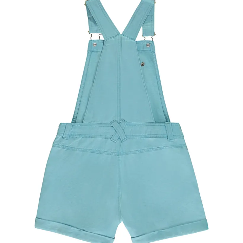 Salopette courte en toile unie pour fille