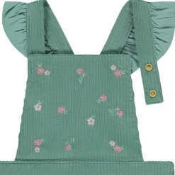 Salopette courte en velours côtelé avec broderies pour bébé fille