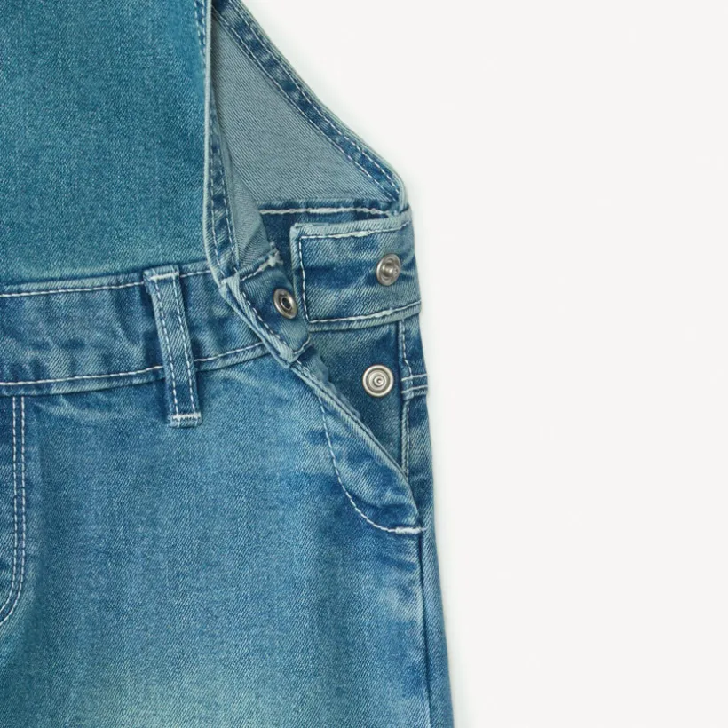 Salopette longue coupe large en jean pour fille