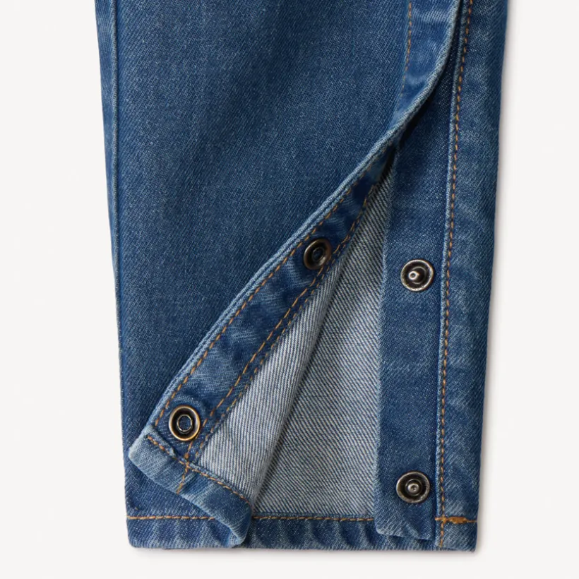 Salopette longue en jean motif baleine pour bébé garçon
