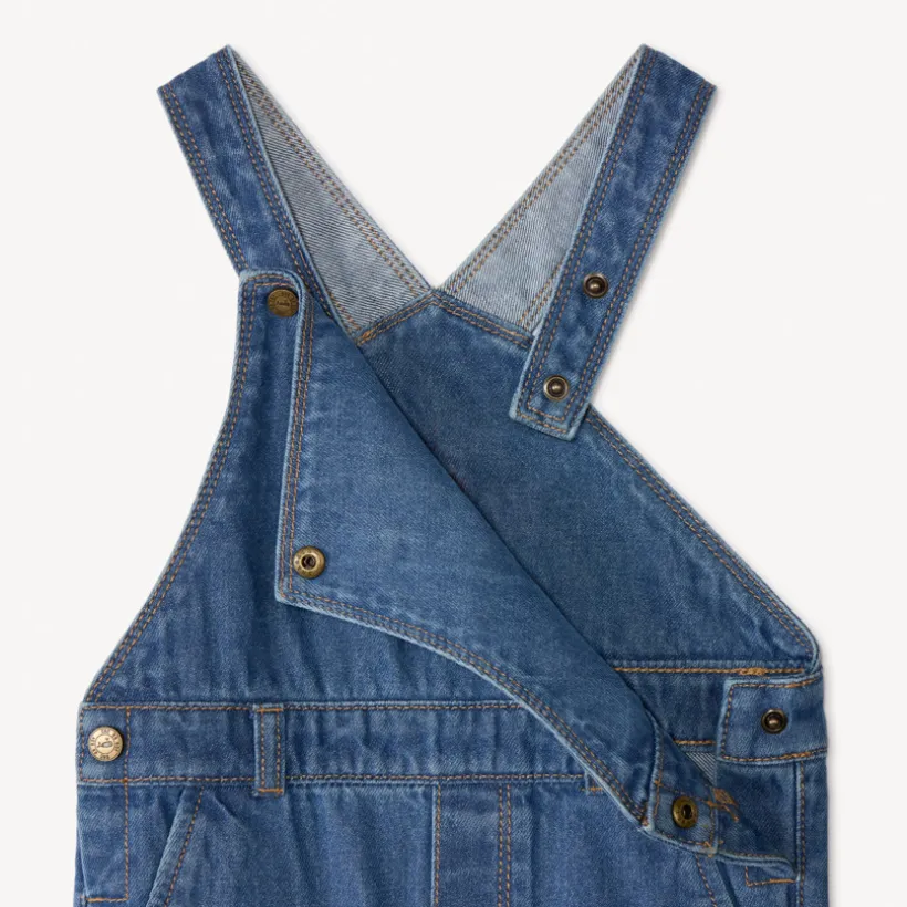 Salopette longue en jean motif baleine pour bébé garçon