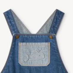 Salopette longue en jean motif baleine pour bébé garçon