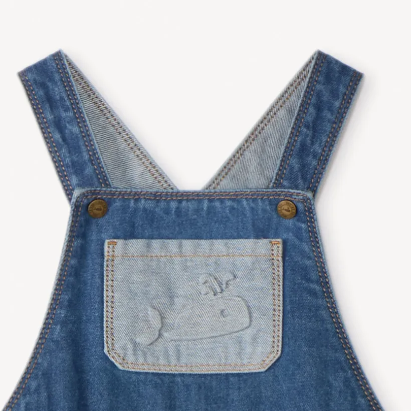 Salopette longue en jean motif baleine pour bébé garçon