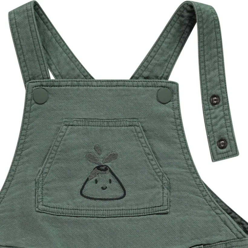 Salopette longue en toile avec volcan brodé pour bébé garçon