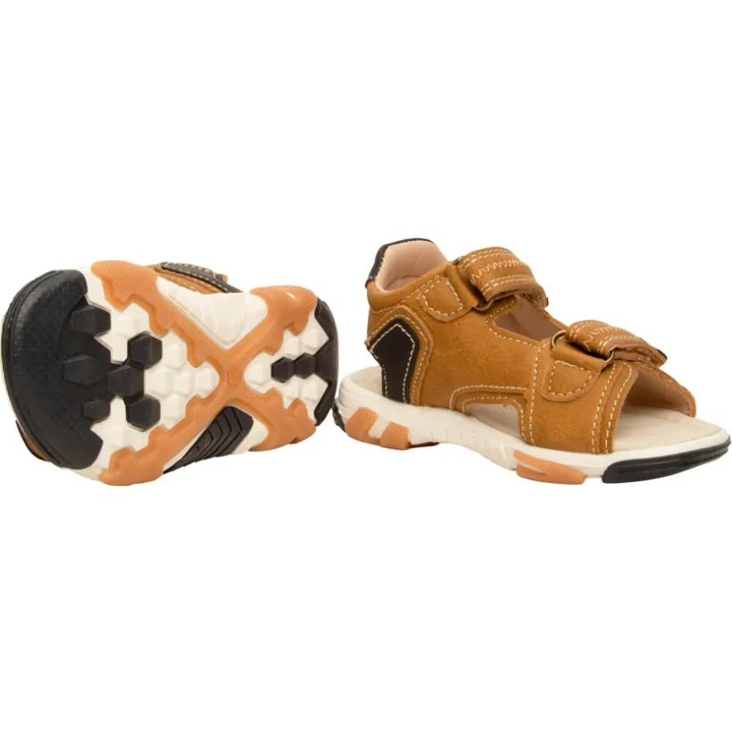 Sandale camel à double velcros pour bébé garçon