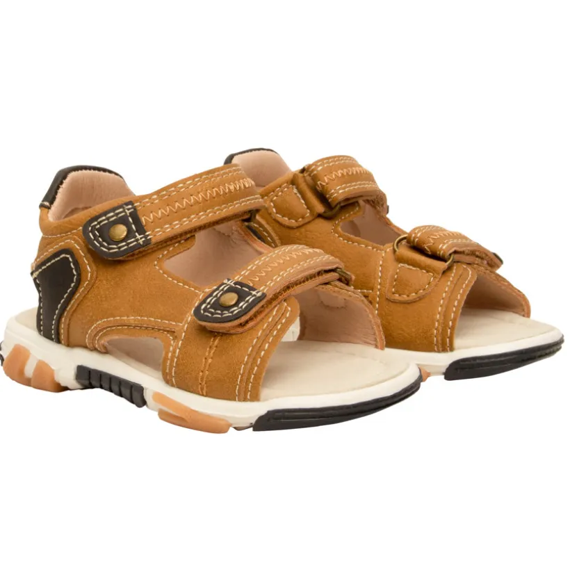 Sandale camel à double velcros pour bébé garçon