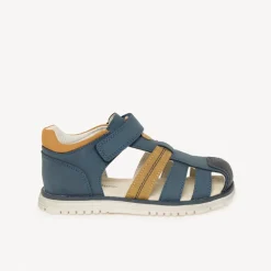 Sandales effet cuir à scratch bleu pour garçon