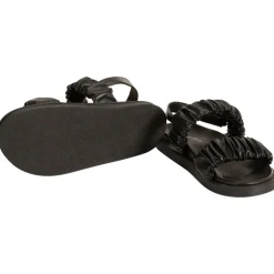 Sandales en simili cuir à grosses brides effet plissé pour fille