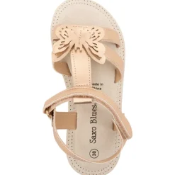 Sandales ouvertes roses et dorées avec patch papillon pour fille