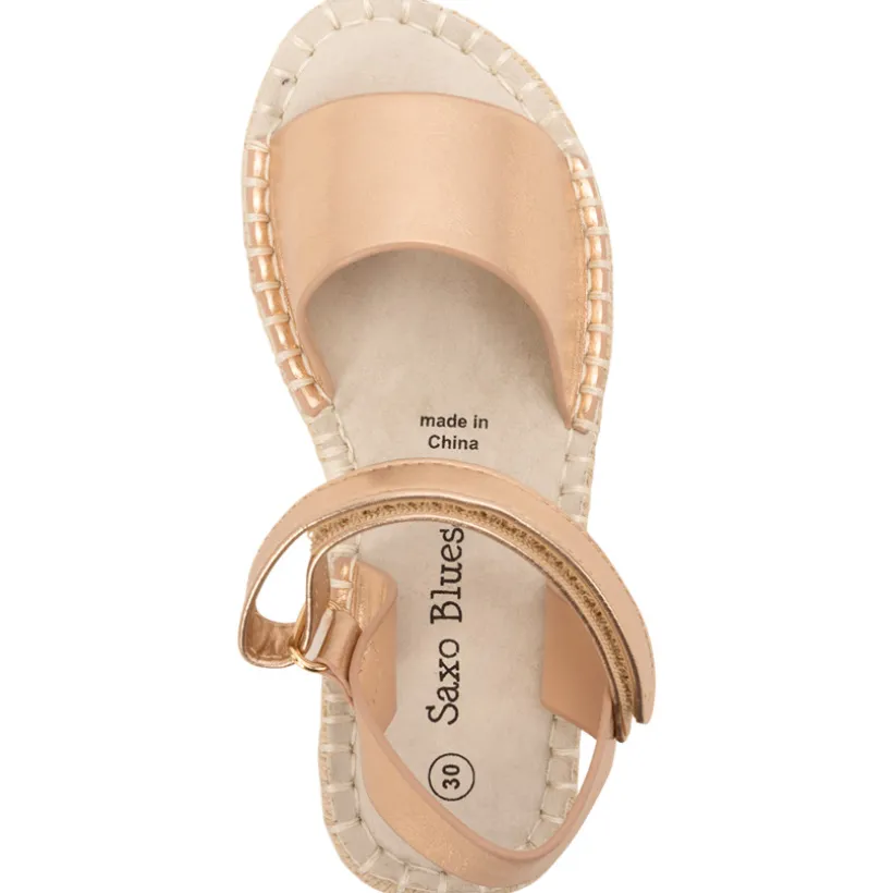 Sandales rose gold effet satiné à semelle en corde pour fille