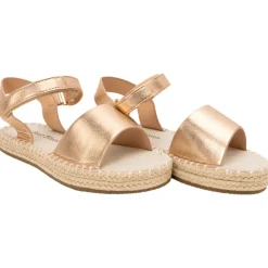 Sandales rose gold effet satiné à semelle en corde pour fille