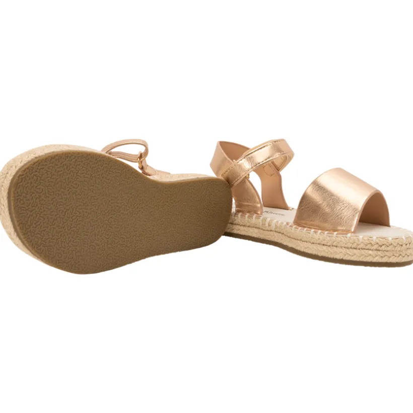 Sandales rose gold effet satiné à semelle en corde pour fille