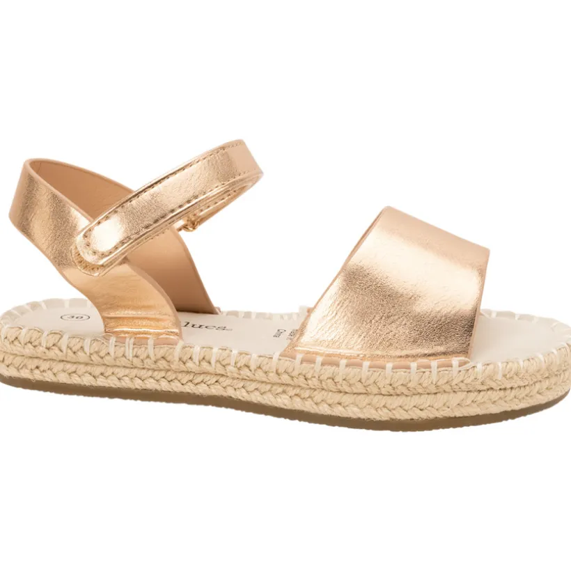 Sandales rose gold effet satiné à semelle en corde pour fille