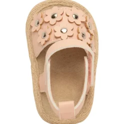 Sandales velcro avec patchs fleurs et rivets pour bébé fille