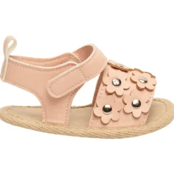 Sandales velcro avec patchs fleurs et rivets pour bébé fille