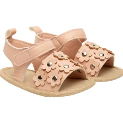 Sandales velcro avec patchs fleurs et rivets pour bébé fille