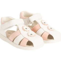Sandales velcro bicolores à fleurs pour bébé fille
