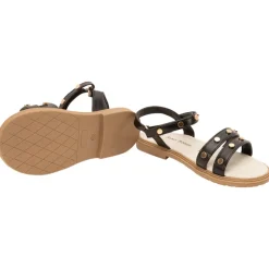 Sandales velcro effet cuir à rivets dorés pour fille