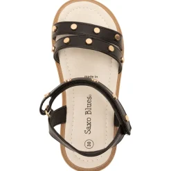 Sandales velcro effet cuir à rivets dorés pour fille