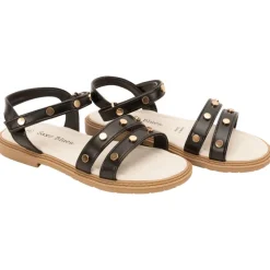 Sandales velcro effet cuir à rivets dorés pour fille
