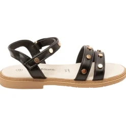 Sandales velcro effet cuir à rivets dorés pour fille