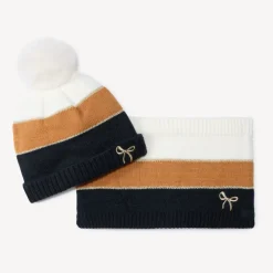 Set bonnet + snood en tricot colorblock pour fille