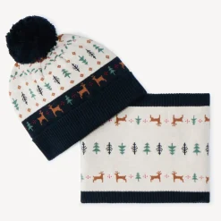 Set bonnet + snood en tricot jacquard pour garçon