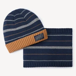 Set bonnet + snood en tricot jacquard pour garçon