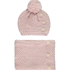 Set bonnet + snood en tricot point de blé et lurex pour fille