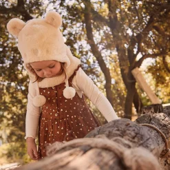 Set bonnet + snood + moufles en sherpa pour bébé fille
