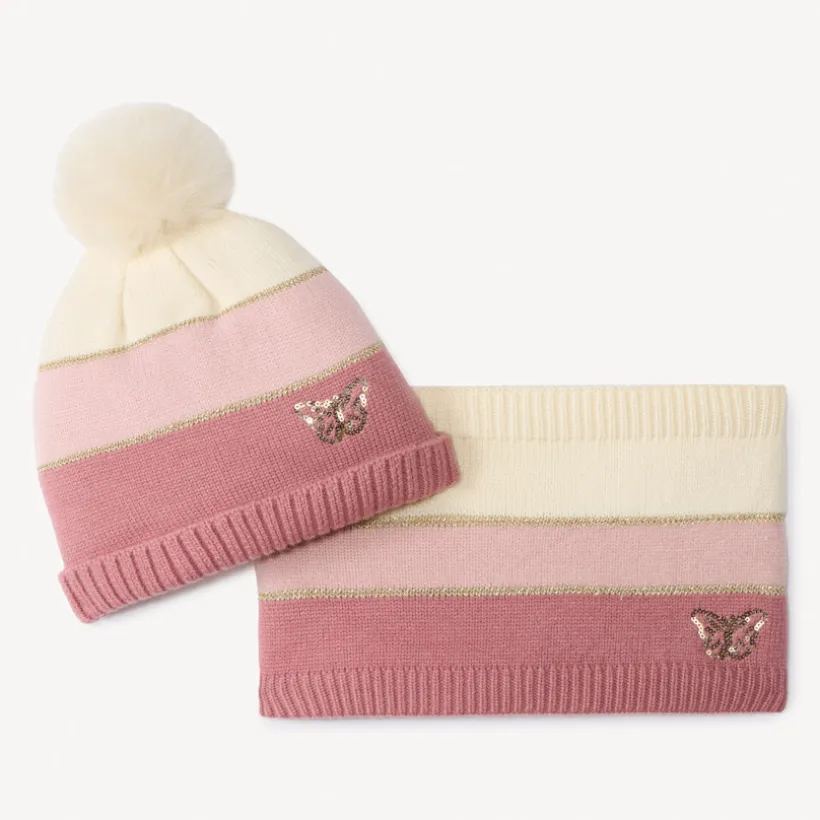 Set bonnet + snood Papillon effet color block pour fille