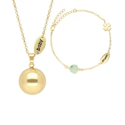 Set collier bola et bracelet à breloques plaqué or