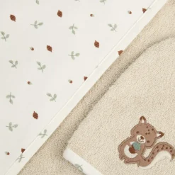 Set de bain avec cape et gant de toilette Roi des Forêts beige