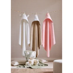 Set de bain avec cape et gant de toilette Roi des Forêts beige