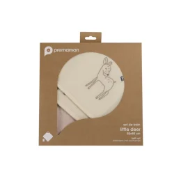 Set de bain avec cape et gant de toilette Little Deer écru/rose