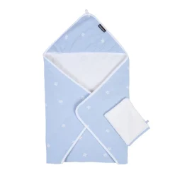 Set de bain cape + gant de toilette en mousseline imprimé fleuri