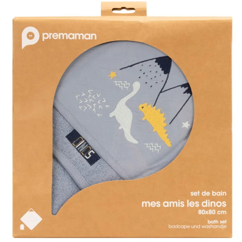 Set de bain cape + gant de toilette Mes Amis les Dinos