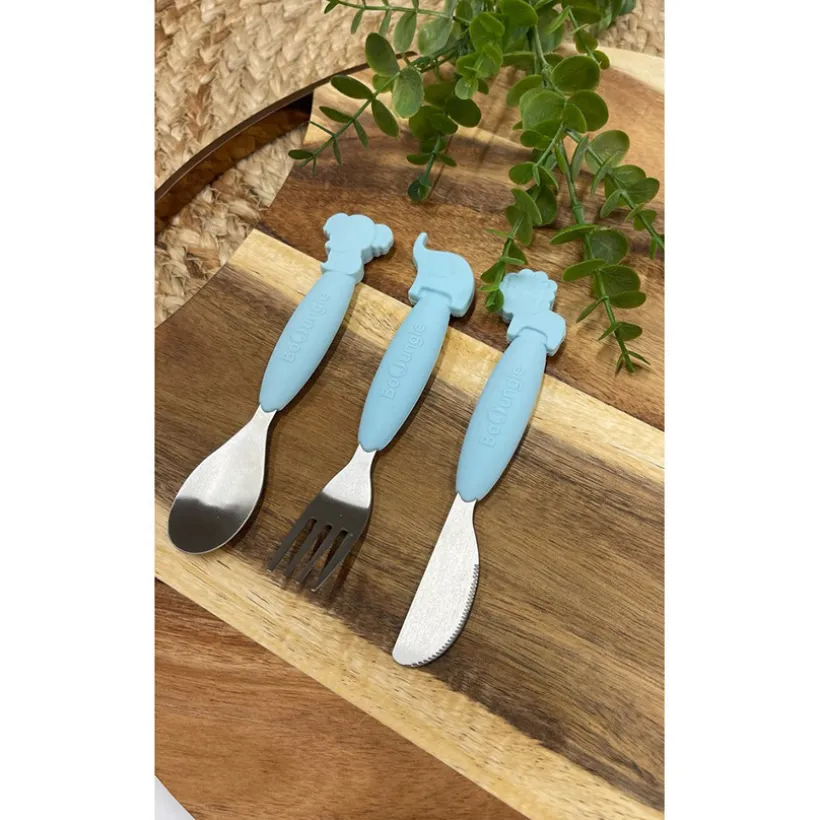 Set de couverts cuillère-fourchette-couteau silicone Bleu