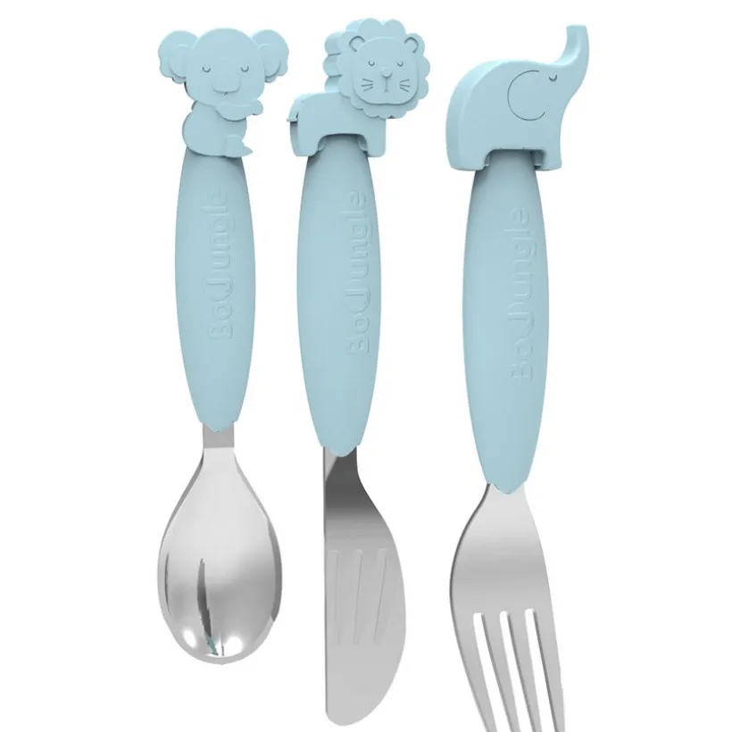 Set de couverts cuillère-fourchette-couteau silicone Bleu