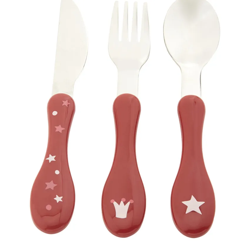 Set de 3 couverts en métal 2ème âge Yummix rose